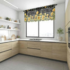 Summer Floral Sheer Valance Curtains, Watercolor Sunflower Eucalyptus Leaves - Image 6