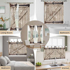 Farmhouse Wood Grain Bedroom Curtains 63 Inch Length, Window Curtains Tab Top - Image 7