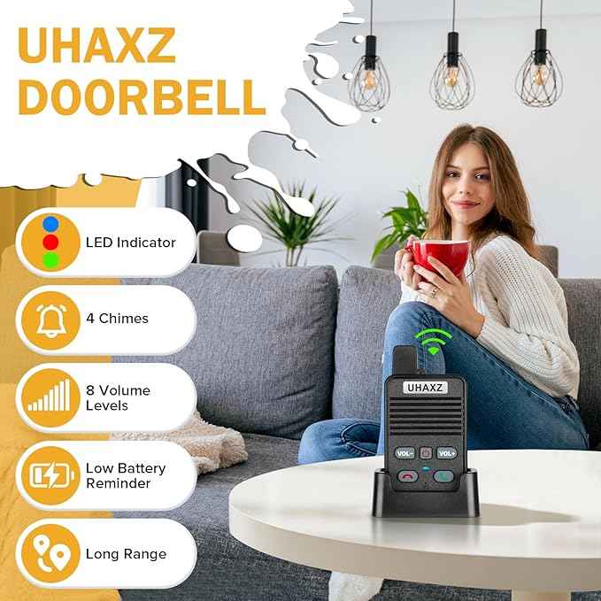 Wireless Doorbell, Full Duplex Doorbell Wireless, 1000ft Long Range, Hands-Free