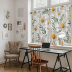 Spring Daisy Kitchen Curtains, Farmhouse Country Flower Leaf Plant Wood Grain - Image 6