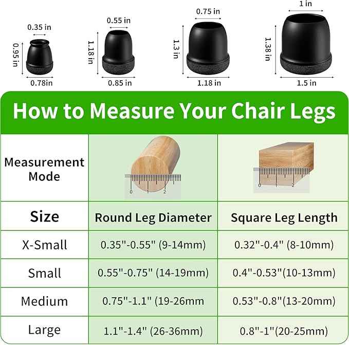 24 Pcs Extra Small Chair Leg Floor Protectors, Silicone Chair Leg Protectors