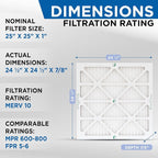 Glasfloss 25x25x1 MERV 10 Pleated Air Filters Box of 6. Actual Size: 24-1/2 x - Image 2