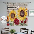 Red Yellow Sunflowers Bathroom Curtains 63 Inch Length, Window Curtains Tab Top - Image 4