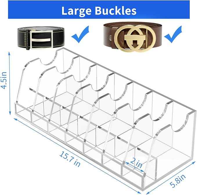 FEMELI Belt Organizer Acrylic Clear Case Storage Holder
