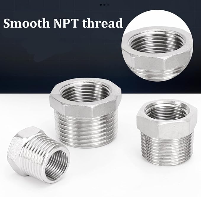 2 Pcs Reducer Hex Bushing, 304 Stainless Steel 3/4" Male NPT to 1/2" Female - Image 6