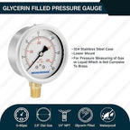 MEASUREMAN 2-1/2inch Dial Size, Liquid Filled Pressure Gauge, 0-60psi/kpa - Image 2