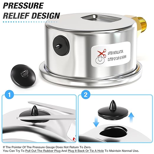 MEANLIN MEASURE 0~160Psi Dry Pressure Gauge Stainless Steel 1/4" NPT 2" FACE - Image 6