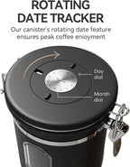 Veken Coffee Canister with Window, Airtight Stainless Steel Kitchen Food - Image 4