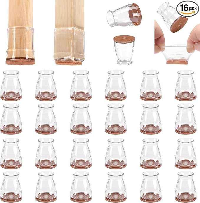 CHUNZEXI 16 Pack Extra Small Chair Leg Floor Protectors
