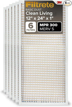 Filtrete 12x24x1 Air Filter, MPR 300, MERV 5, Clean Living Basic Dust 3-Month by Filtrete