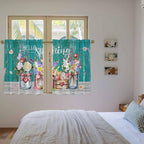 Spring Flowers Kitchen Curtains, Farmhouse Watercolor Teal Wood Grain Light - Image 4