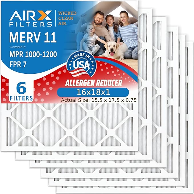 AIRX FILTERS WICKED CLEAN AIR 16x18x1 MERV 11 Electrostatic Pleated Air by AIRXFILTERSWICKEDCLEANAIR