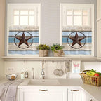 Vintage Western Star on Wood Grain Window Valance Curtains, Retro Wooden - Image 7