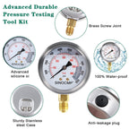 Hydraulic Pressure Gauge Kit 3Pcs 25MPa 40MPa 60MPa with Test Hoses