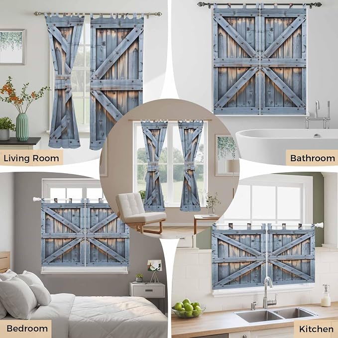 Farmhouse Wood Grain Living Room Curtains 84 Inch Length, Window Curtains Tab - Image 7