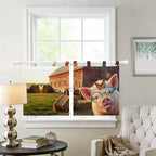 Farm Pig Kitchen Curtains 24 Inch Length, Small Window Curtains Tab Top - Image 2