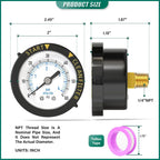 0-60PSI Pool Filter Pressure Gauge, 1/4" NPT Back Mount, with Plastic