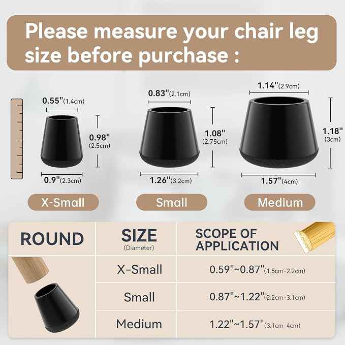 24PCS Upgraded Silicone Chair Leg Floor Protectors