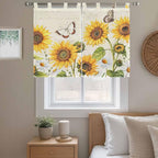 Farm Sunflowers Kitchen Curtains 45 Inch Length, Short Cafe Window Curtains Tab - Image 9