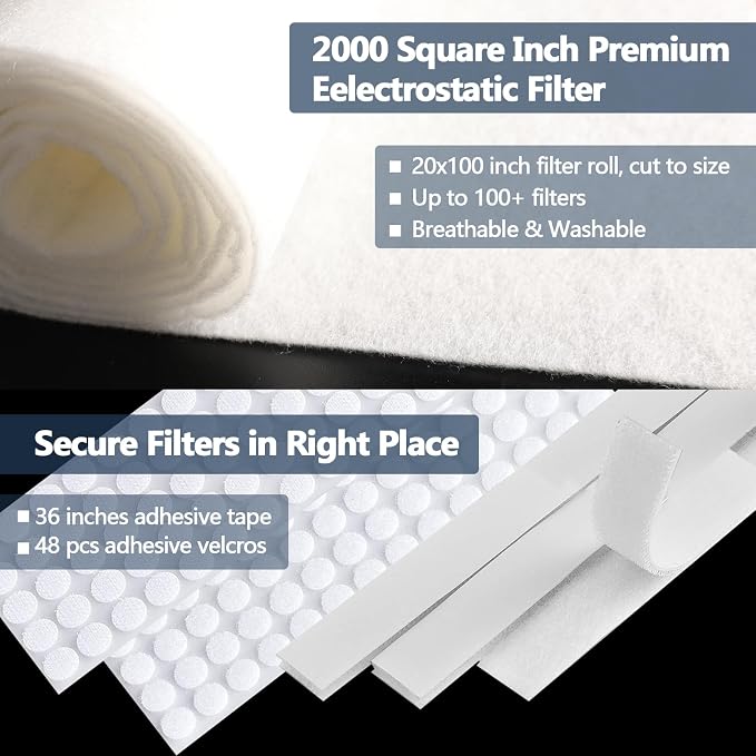MERV 8 Air Vent Filters Kit 20x100 Inch|Cut to Fit Filter Material, High-Grade - Image 4