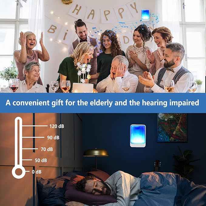 Loud Flash Doorbell with 7 Colors of Bright Light and 4 Volumes, Wireless