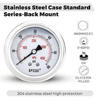 0-60 Psi Glycerin Liquid Filled Low Pressure Gauge, 2.5" Dial Size, 1/4" G Back - Image 2