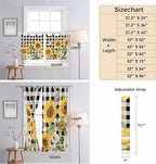 Sunflowers Kitchen Curtains 24 Inch Length, Small Window Curtains Tab Top - Image 8
