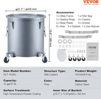 VEVOR 10 Gallon Fryer Grease Bucket, Oil Disposal Bucket Caddy on Wheels - Image 7