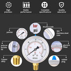 0-30 Psi Glycerin Liquid Filled Low Pressure Gauge, 2.5" Dial Size, 1/4" NPT - Image 3