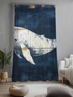 Sheer Curtains 84 Inches Long, Ocean Whale Blue Semi Sheer Curtains Light - Image 2