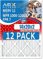14x20x2 Air Filter MERV 11 Rating, 12 Pack of Furnace Filters Comparable to MPR by AIRXFILTERSWICKEDCLEANAIR