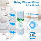 10 Micron String Wound Whole House Water Filter 10" x 2.5", 10-inch Universal - Image 2