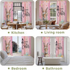 Easter Kitchen Curtains, Spring Rabbit Eggs Flowers Flags Leaves Wood Grain - Image 8