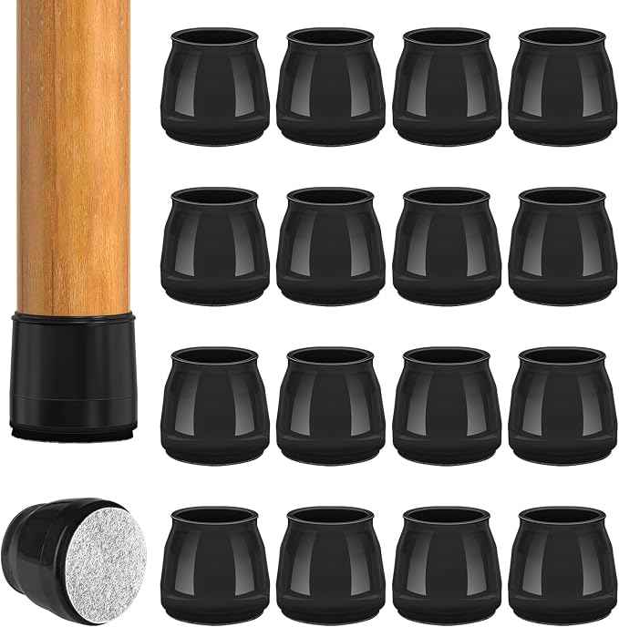 BAIPOK 16pcs Round Chair Leg Floor Protectors, Felt Pads Chair Leg Protectors