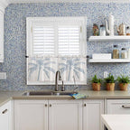 Summer Coconut Tree on Vintage Wood Grain Window Valance Curtains, Seaside - Image 9