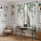 Easter Kitchen Curtains, Country Rabbit Botanical Leaves Wooden Grain Light - Image 6