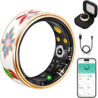 Smart Ring for Women Fitness Ring, No Subscription Fee Enamel Rose