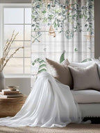 Sheer Curtains 63 Inch Length, Coastal Eucalyptus Leaf Semi Sheer Curtains - Image 4