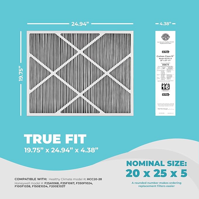 Healthy Climate Lennox X6675 20x25x5 Air Filter, Lennox Healthy Climate Carbon - Image 2