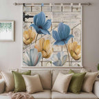 Blue Yellow Tulips Bedroom Curtains 72 Inch Length, Window Curtains Tab Top - Image 9