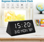 Kogonee Wooden Digital Alarm Clock, 0-100% Dimmer, 2 Alarm Settings, - Image 7