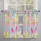 Colorful Easter Tier Curtains 45 Inches Long, Spring Watercolor Bunny Egg - Image 2