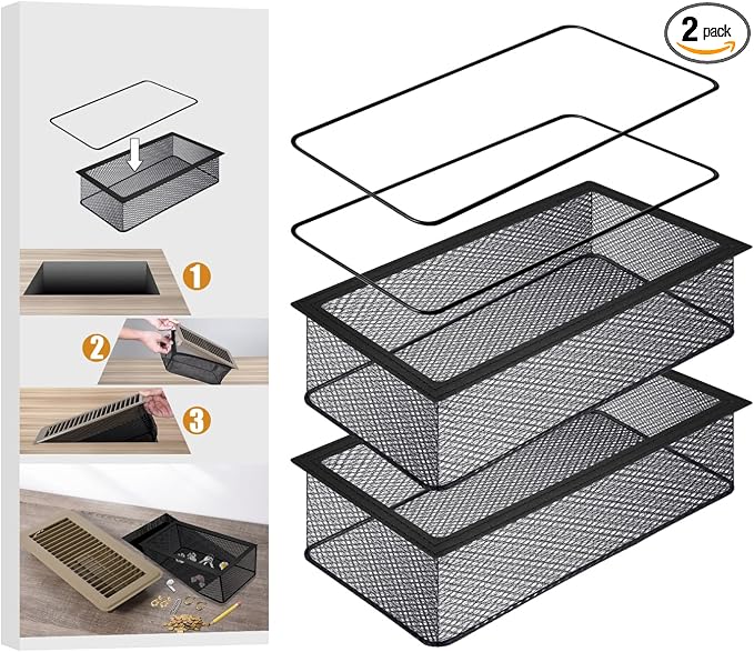 Floor Register Trap 4 x 10 Inch, Upgraded Floor Vent Filter Net Catches Toys by MAGNETICVENTCOVERS