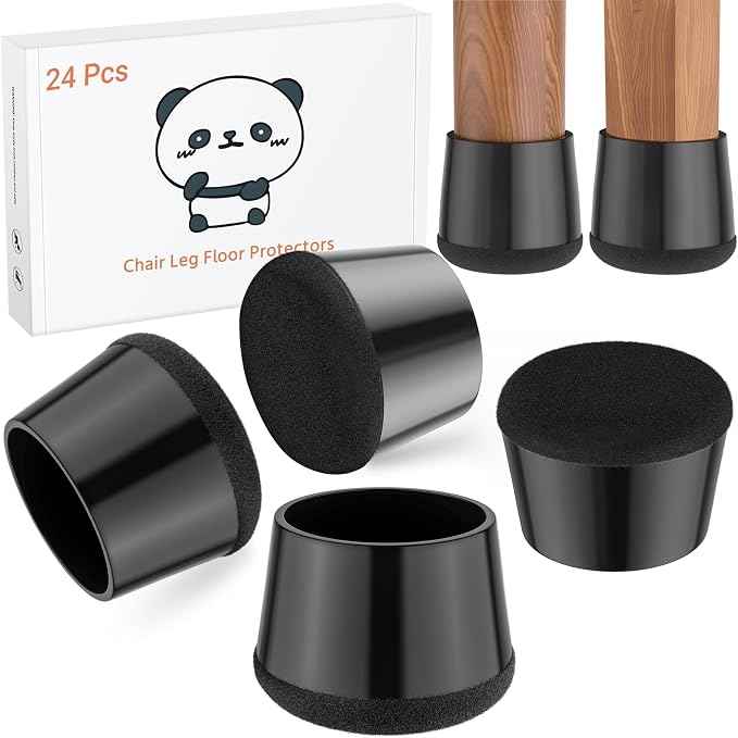 Meldel 24 PCS Silicone Chair Leg Floor Protectors Large Rubber Felt Furniture
