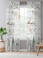 Sheer Curtains 84 Inches Long, Sage Green Gnomes Semi Sheer Curtains Light - Image 5