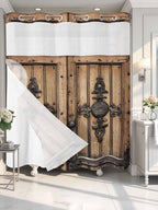 Wood Barn Door No Hook Shower Curtain - Image 4