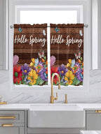 Spring Flowers Kitchen Curtains 45 Inches length, Watercolor Farmhouse Colorful - Image 3