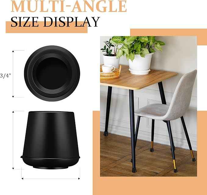 3/4" Round Rubber Chair Leg Tips Caps, Chair Leg Floor Protectors Furniture
