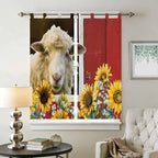 Sheep Flowers Bathroom Curtains 63 Inch Length, Window Curtains Tab Top - Image 2