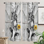 Grey Farmhouse Living Room Curtains 72 Inches Length, Vintage Sunflowers - Image 2